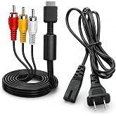 WirelessFinest Power Supply &amp; AV RCA Cable Bundle for PS1 PS2 PS3 Fat | Composite RCA AV Audio Video Output, Connects Retro Gaming to TVs &amp; Monitor. Plug-and-play, Durable Reinforced Connectors