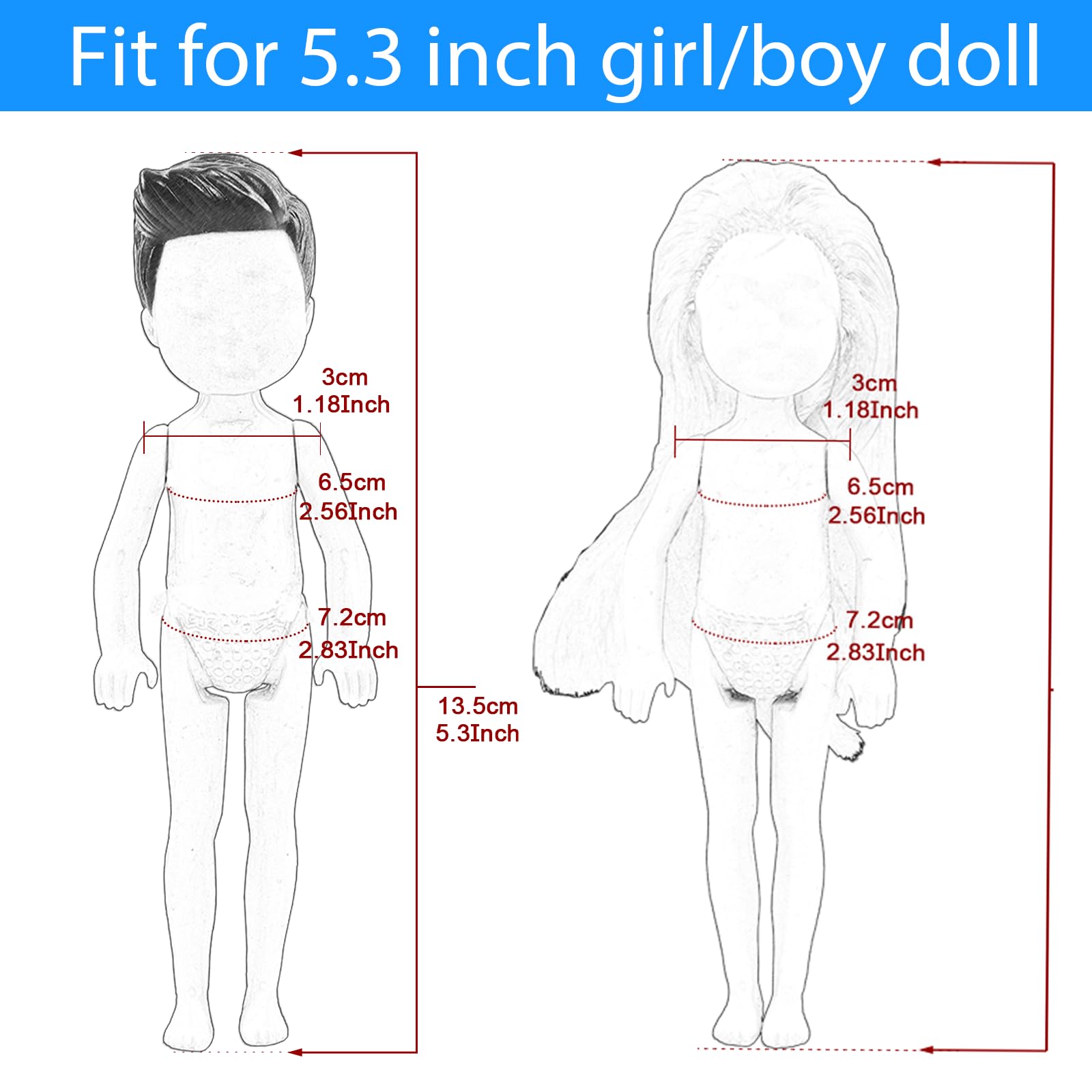 Miunana 22 PCS 5.3 Inch Boy Doll Clothes for 6 Inch Boy Doll Top and Pants Handmade Casual Wear 10 Sets Fashion Outfit for 4-6 Inch Mini Boy Doll Clothes and Accessories with 2 Pairs of Shoes