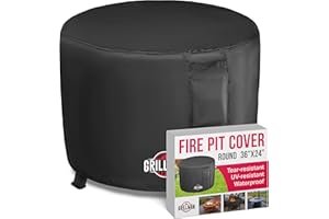 GRILLMAN Heavy Duty Fire Pit Covers, Fit 30-36 Inch Round Gas Fire Pit - 600D Polyester Firepit Covers Round, Outdoor Fire Pit Cover, Firepit Cover, Fire Pit Cover Round, Patio Cover for Fire Pit, Table Cover