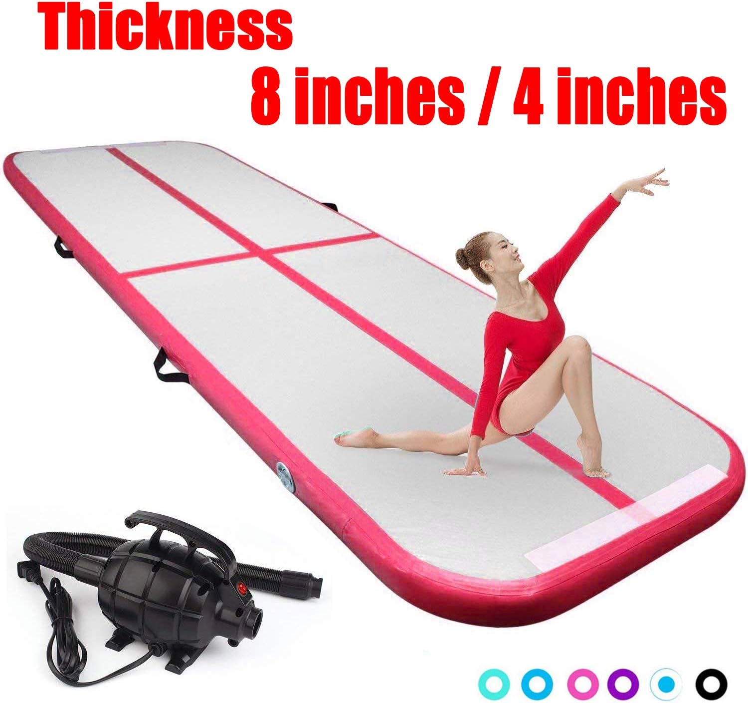 FBSPORT 8inches/4 inches Thickness airtrack mat, 26ft/23ft/20ft/17ft/13ft/10ft Tumble Track air mat for Gymnastics Training/Home Use/Cheerleading/Yoga/Water with Electric Pump : Sports & Outdoors