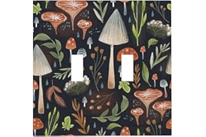 SPSHIAN Boho Mushroom Forests Double Toggle Light Switch Cover Decorative 2 Gang Wall Plate Electrical Faceplate for Bathroom Home Kids Nursery Room Decor 5 x 4.9 In