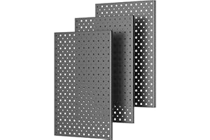Pegboard Smith Metal Pegboard Panels, 16" x 12" Heavy-Duty Wall Peg Boards for Garage Tool Storage, Pegboard Organizer System (Pack of 3, Black)