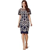 Adrianna Papell Womens Beaded Short Dress