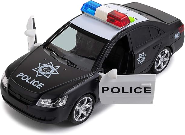 Amazon Toy To Enjoy 摩擦力のある警察車 光と音 高耐久プラスチック車両おもちゃ 子供と子供用 開閉式ドア 詳細なインテリア おもちゃ おもちゃ