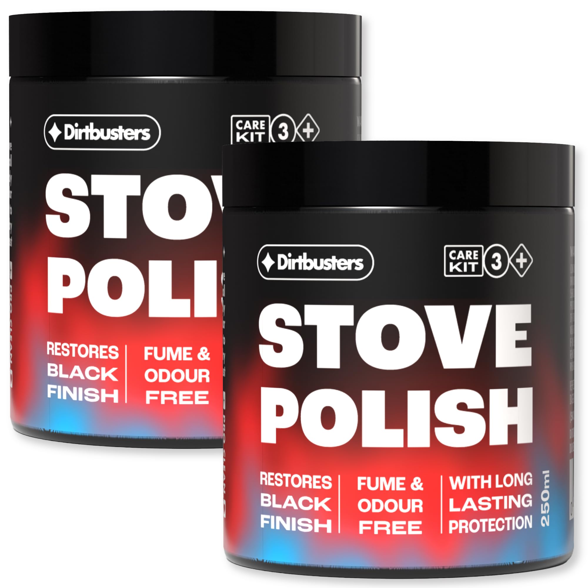 Dirtbusters Stove Polish For Log Burners & Grates Restore To Black, Alternative To Stove Paint (2x250ml)