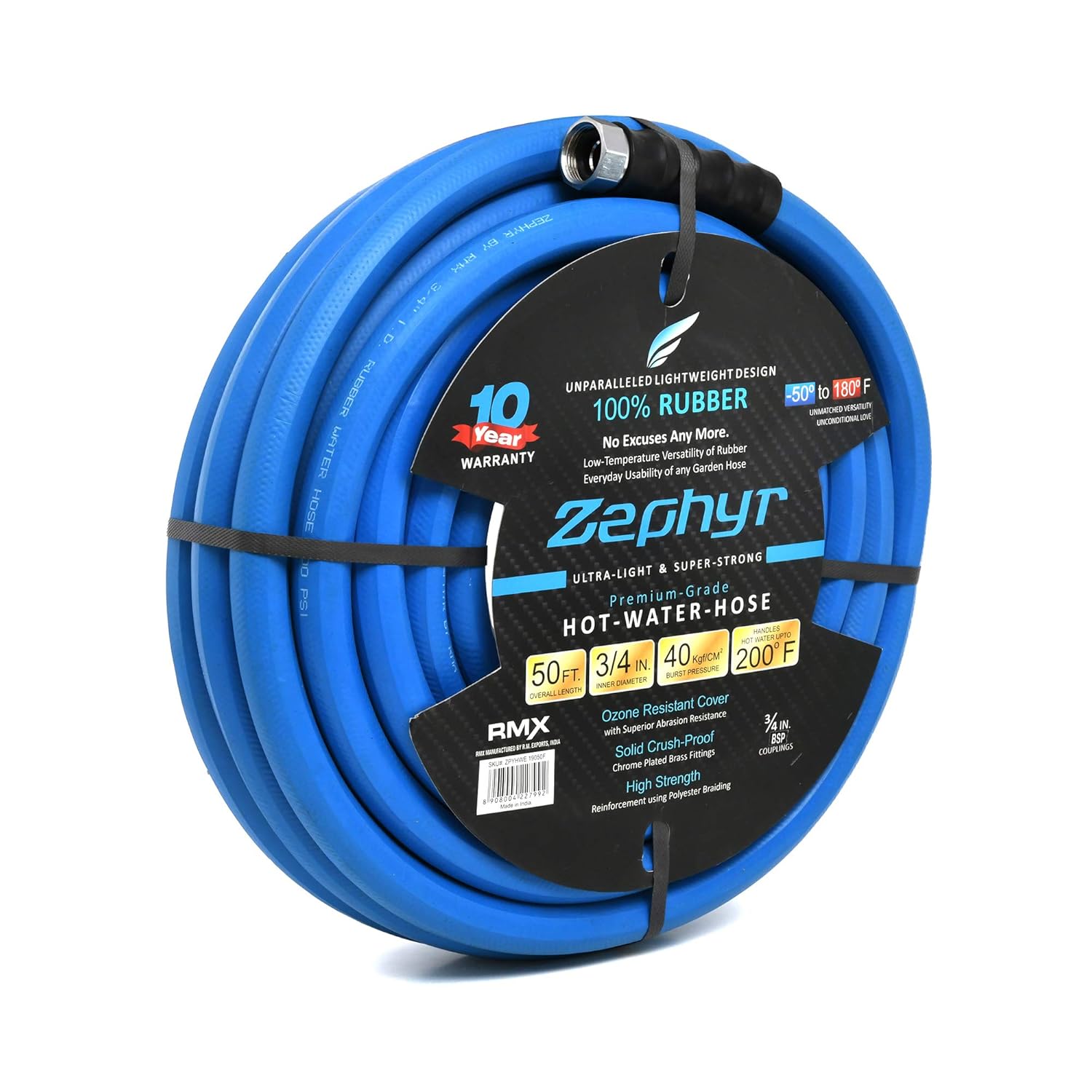 Zephyr Nextgen Garden Hose (3/4" x 50ft, UltraLight Flexible Rubber