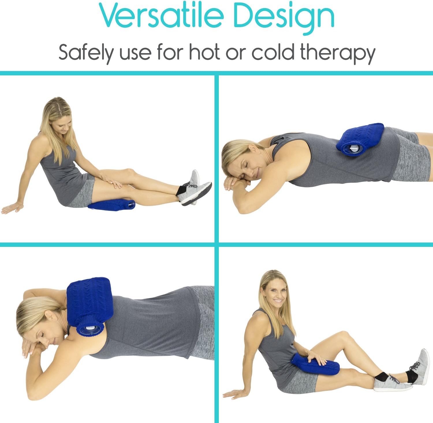 Arctic Flex Hot Water Bottle (XL 2 Liter) - Heat Up Rubber Cold Pack - Cramp Compress with Cover - Portable, Reusable, Reheatable and Transparent Ice Bag - Therapy Heating Pad - Warming Pain Relief: Health & Personal Care