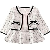 Toddler Kids Baby Girls Plaid Skirt Set Cardigan Jacket Coat + Tutu Dress Set Long Sleeve Outfits Fall Outfit Set