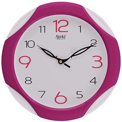 Ajanta Plastic Sweep Clock (28 cm x 28 cm x 3.5 cm, Pink)