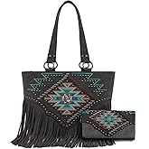 Montana West Western Tote Bag for Women Tooled Shoulder Purse with Wallet 2Pcs Set