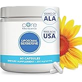 Core Med Science Liposomal Berberine Supplement, 300mg - Physician Formulated Berberine HCL with Alpha Lipoic Acid for Blood Sugar, Metabolic Health & Gut Support - High Absorption – 60 Capsules