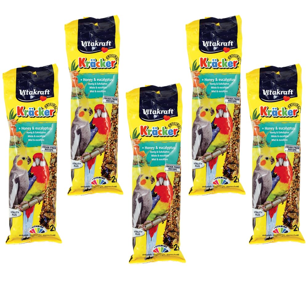 Vitakract Cockatiel Kracker Treat Sticks with Honey and Eucalyptus 2pk, Case of 5