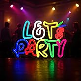 ATINGXIAO Let's Party Neon Sign for Wall Decor with Dimmable and USB Power,Multicolor LED Light up Sign,Party signs Perfect for Birthday,Bachelorette Parties,Game Room,Bar Lighting,gifts,size:14.17*10.32In