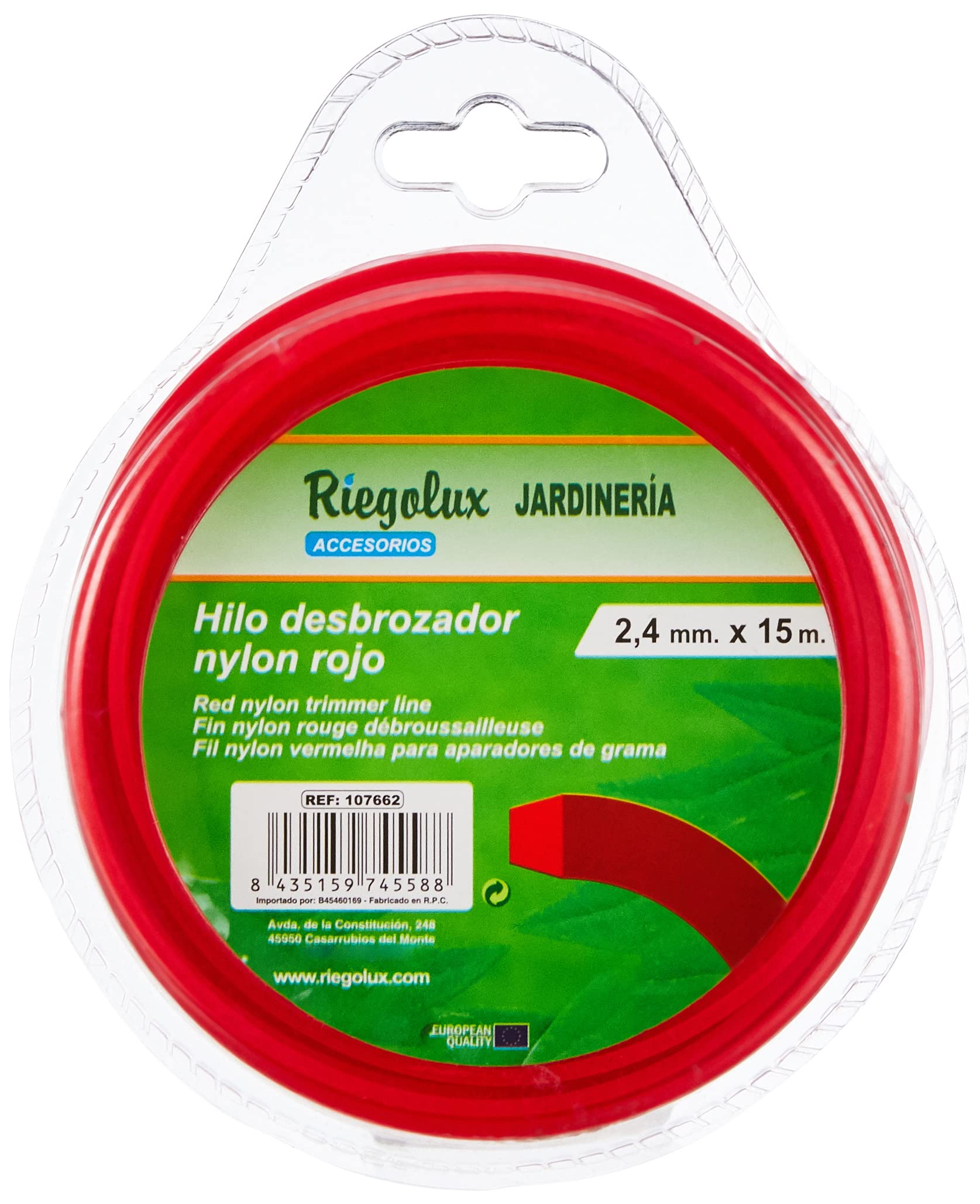 Riegolux 107662 Nylon Square Brushcutter Thread, Yellow, 2.4 mm x 15 m