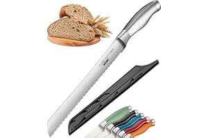 Orblue Serrated Bread Knife with 10-inch Upgraded Stainless Steel Razor Sharp Wavy Edge Width - Bread Cutter Ideal for Slicin