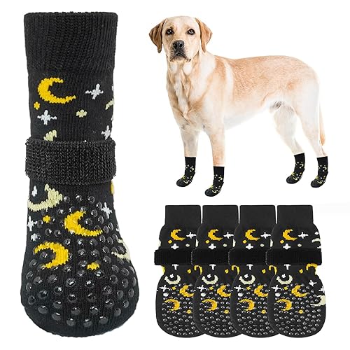 SCENEREAL Anti Slip Dog Socks for Hot/Cold Pavement to Prevent Licking Paws, Dog Grippy Socks for Senior Dogs Hardwood Floors Walking, Pet Boots & Paw Protectors for Indoor Outdoor