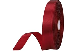 CLMENTP 5/8 inches 50 Yard Wine red Satin Ribbon for Gift Wrapping, Wedding, Crafts, Christmas,Easter, Floral, Hair, Invitation Decorations and More