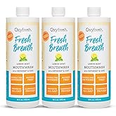 Oxyfresh Lemon Mint Fresh Breath Mouthwash – Bad Breath Treatment – SLS & Fluoride Free – Alcohol Free, Gentle Nonburning with Xylitol & Essential Oils – 16 Fl Oz (Pack of 3)