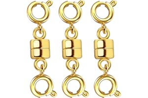 Dailyacc Magnetic Necklace Clasps and Closures, Double Open Bracelet Extender for Jewelry Converters Clasp (14k Gold, Silver)