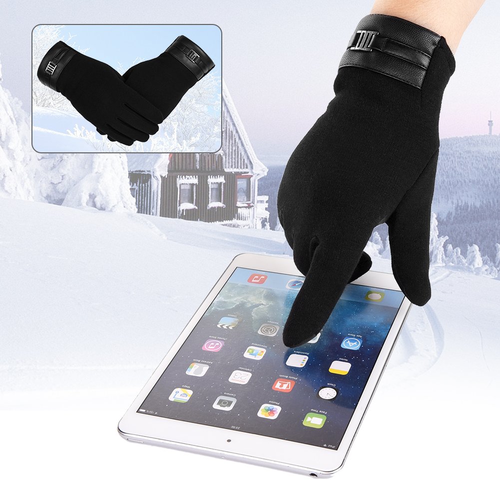 Vbiger Touchscreen Handschuhe Winter Handschuhe Outdoor Handschuhe für Herren, Schwarz-1, L