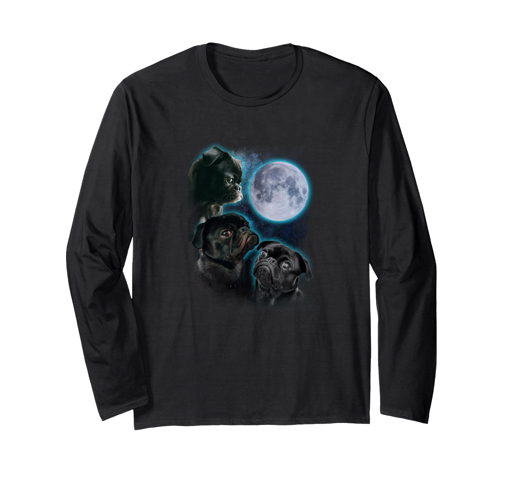 Three pug moon Long Sleeve T-Shirt