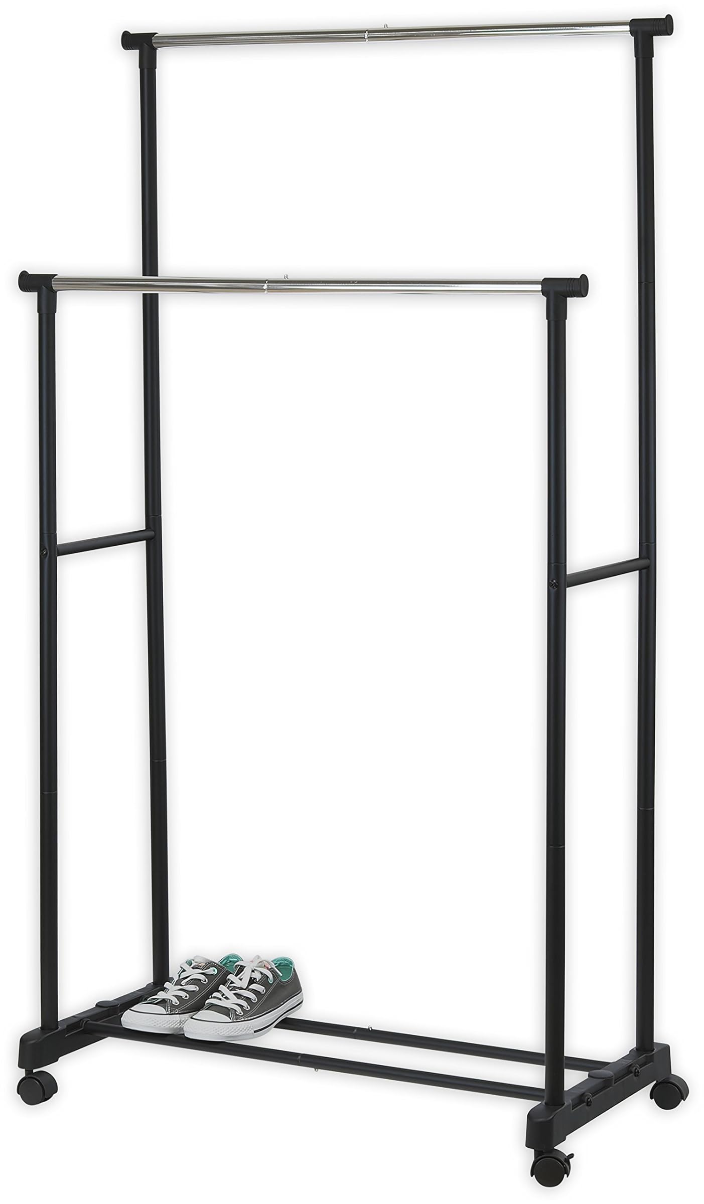 SimpleHouseware Double Rod Portable Clothes Rack Garment Rack