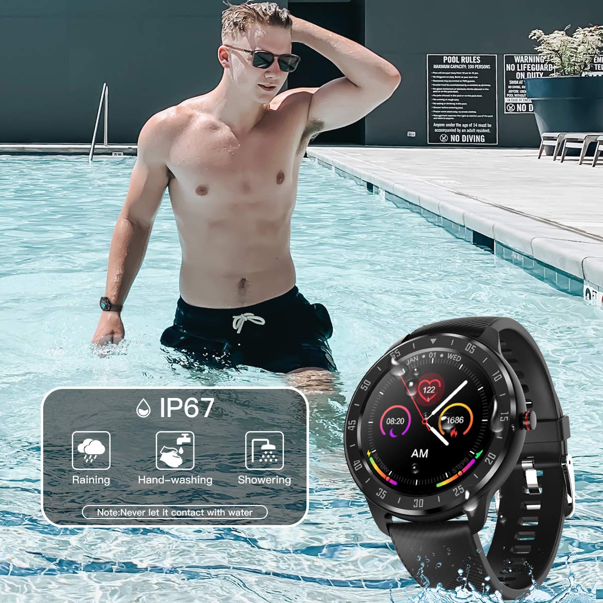 CanMixs Smart Watch Fitness Tracker, Full Touch Screen Sports Watch, CM13  Smartwatch Activity Tracker with Heart Rate Sleep Monitor SMS Call  Notification, IP67 Waterproof Pedometer Watch for Men Women - Buy Online -