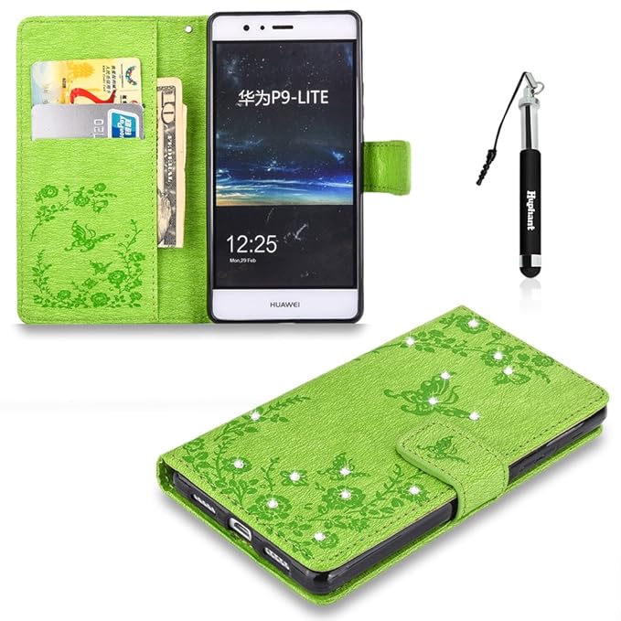 Huawei P9 Lite Hülle,Huawei P9 Lite Tasche Leder, Huphant Flip Case PU Leder Handy TascheStoßfest Hülle Wallet Case Weiche hü