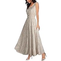 Agan Traders Women's Cotton Mid-Length Dress - Spring Summer Casual Gown With Lace Embroidery