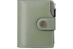 Falan Mule Women's Lightweight Genuine Leather Wallet, Includes Card Holders, RFID-Blocking, Lightweight, Photo & ID Holder, Green