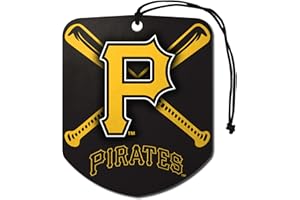 FANMATS 61554 MLB Pittsburgh Pirates Hanging Car Air Freshener, 2 Pack, Black Ice Scent, Odor Eliminator, Shield Design with Team Logo