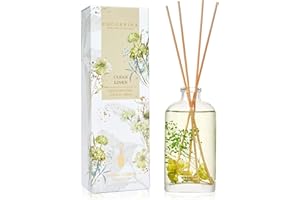 COCORRÍNA Reed Diffuser - Clean Linen 5.41 oz Flower Reed Diffuser Set with Sticks, Bedroom Bathroom Shelf Decor (Scented Blooms Collection)