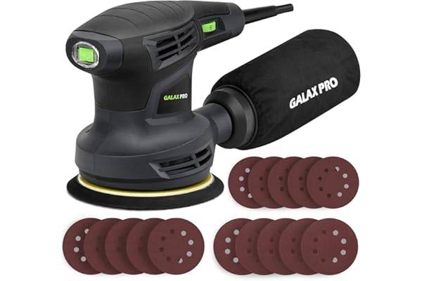 GALAX PRO 280W 13000OPM Max 6 Variable Speeds Orbital Sander with 15Pcs Sanding Discs, 5” Electric Sander with Dust Collector