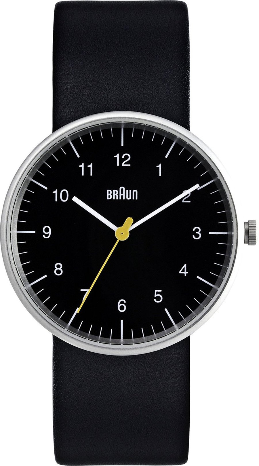 Braun Men's Three Hand Movement Quartz Watch with Black Dial Analogue Display and Black Leather Strap BN0021BKBKG — image 1