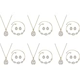 SPRJF Bridesmaid Jewelry Set for Women,18K Gold & Silver & Rose Gold Pendant Necklace Earrings Bracelet Set,Dainty Gift for Wedding/Proposal/Party/Prom/Anniversary