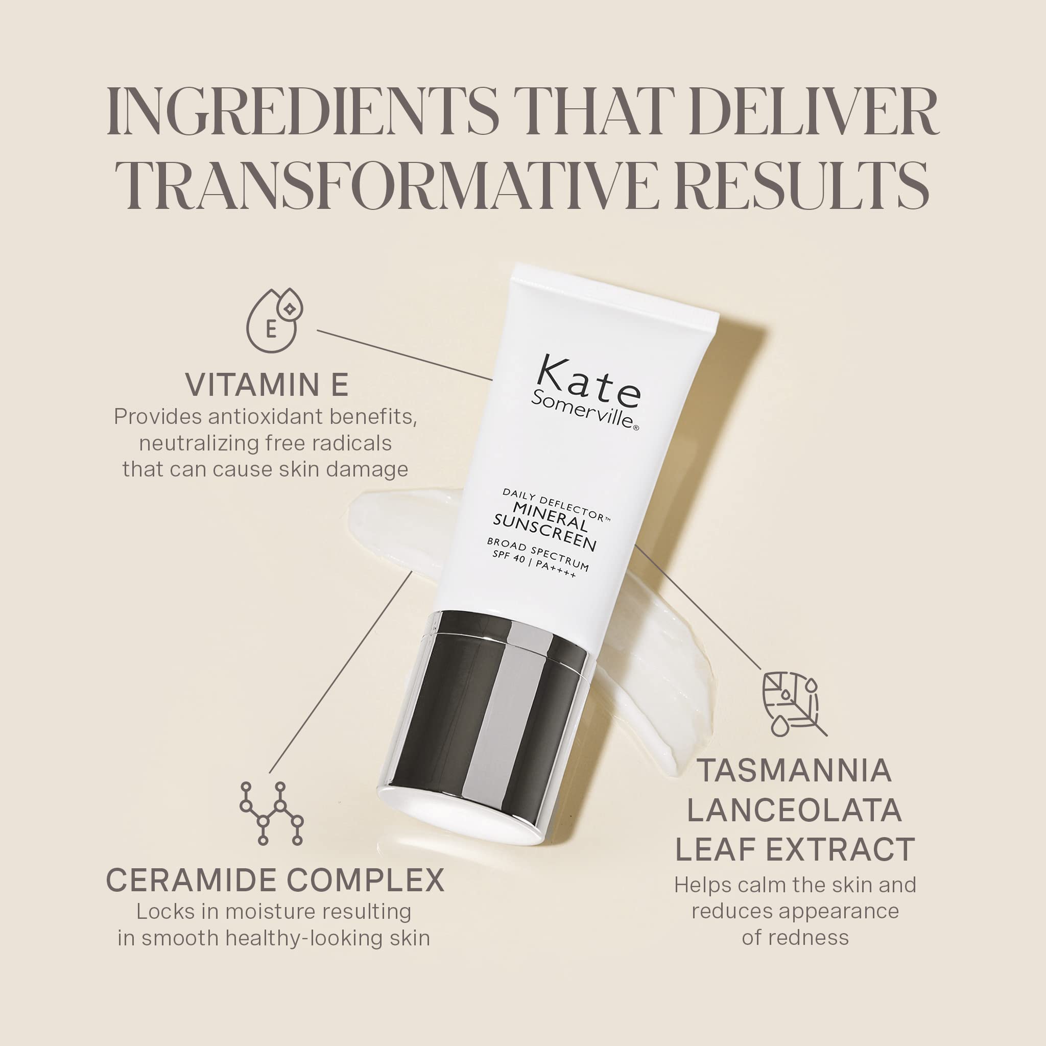Kate Somerville Daily Deflector™ Mineral Sunscreen | Broad Spectrum SPF 40 | PA ++++ | High Sun Protection & Protects Against Blue Light | 1.7 Fl Oz