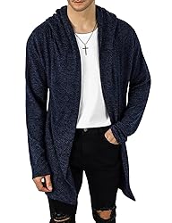 Mens Hooded Cardigan Long Cardigans Sweater Shawl
