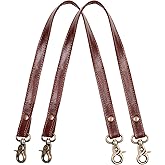 Hell Blues HB Full Grain Leather Purse Strap 2Pcs ~ 24" Premium Short Purse Replacement Handles for Handbag Underarm bags with Brass Buckles (Cherry Brown)