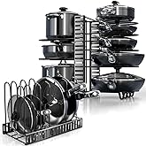 Pots and Pans Organizer Under Cabinet - 8-Tier Adjustable Pan Organizer Rack for Cabinet - Heavy-Duty Pot & Pan Organizer - Perfect to Store Pots, Pans, Lids - Easy Kitchen Organization and Storage
