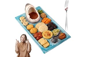 Shark Charcuterie Board, 3-in-1 Shark Sushi Plate with Serving Area, Funny Shark-Shaped Serving Tray for Snacks and Dips, Mic