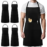 Syntus 4 Pack Adjustable Bib Apron with 2 Pockets Cooking Kitchen Aprons for Women Men Chef