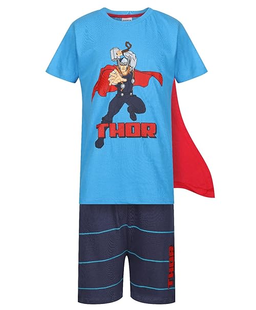 Boys Superhero Pyjamas with Cape Character Cartoon Novelty Short PJ Set 4 to 14 Years (Cape Pj 5-6Y)