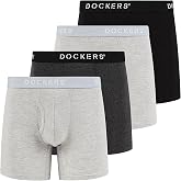 DOCKERS Mens Stretch Boxer Brief Underwear Stretch Cotton Underwear 4 Pack