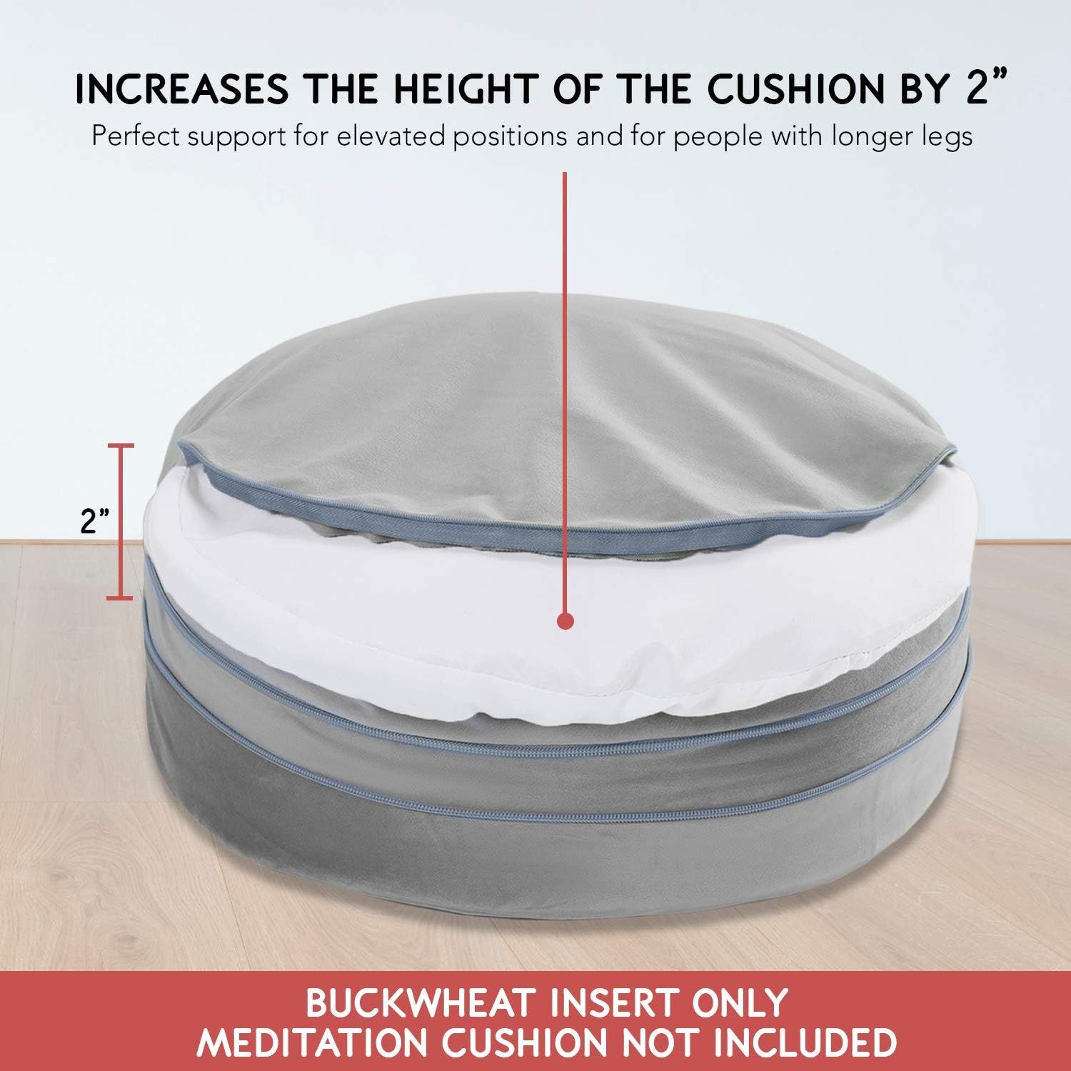 Florensi Adjustable Meditation Cushion (16"x16"x5"), Large Velvet Meditation Pillow, Premium Yoga Pillow for Women and Men, Yoga Cushion, Buckwheat Meditation Cushions, Adjustable Height : Sports & Outdoors