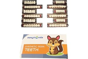 Smileheven Acrylic Resin Fake Teeth Synthetic Denture Resin Teeth Complete Teeth 84PCS /Box for Halloween Party Replacement (A2 438 U38 32)