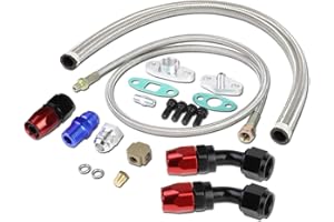 DNA Motoring OFL-KIT-008-SL Universal Turbo Charger Oil Drain/Feed Line Complete Kit,Silver