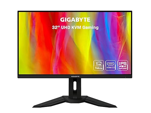 GIGABYTE M32U 32" 144Hz 4K FreeSync Compatible Gaming Monitor, SS IPS, 3840x2160 Display, 1ms Response Time (MPRT), 1x Display Port 1.4, 2x HDMI 2.1, 3x USB 3.0, 1x USB Type C,BLACK