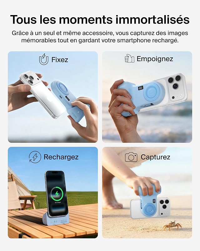 Stage PowerGrip Magnétique avec Batterie Externe 9,3K - Bleu