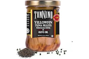 Tonnino Yellowfin Tuna Fish – Pack of 6, Black Pepper in Olive Oil – Pack of 6 – Alternative to Salmon – Protein Snacks – Ready to Eat Meals