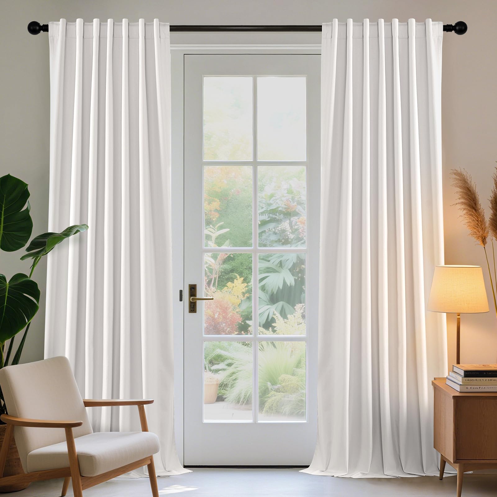 Photo 1 of Joydeco White Blackout Curtains 96 Inches Long - Linen 100% Blackout Curtain 2 Panel Set, Rod Pocket & Back Tabs Thermal Insulated Window Drapes for Bedroom Living Room (Pure White,52" Wx96 L)